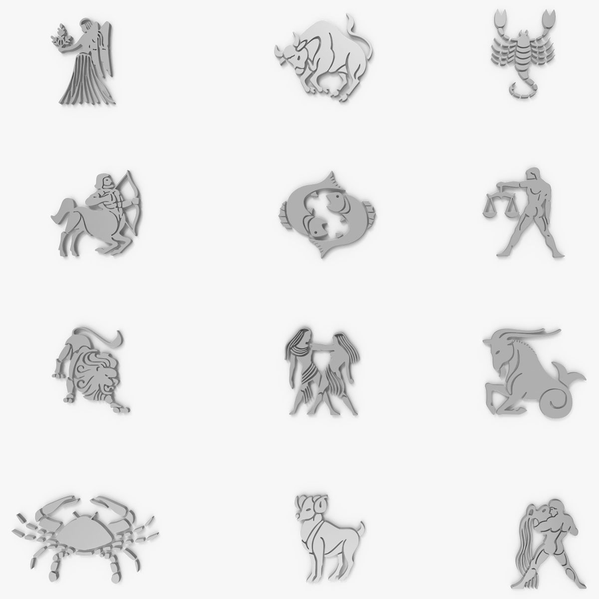 Astrologiska tecken Chrome 3d model